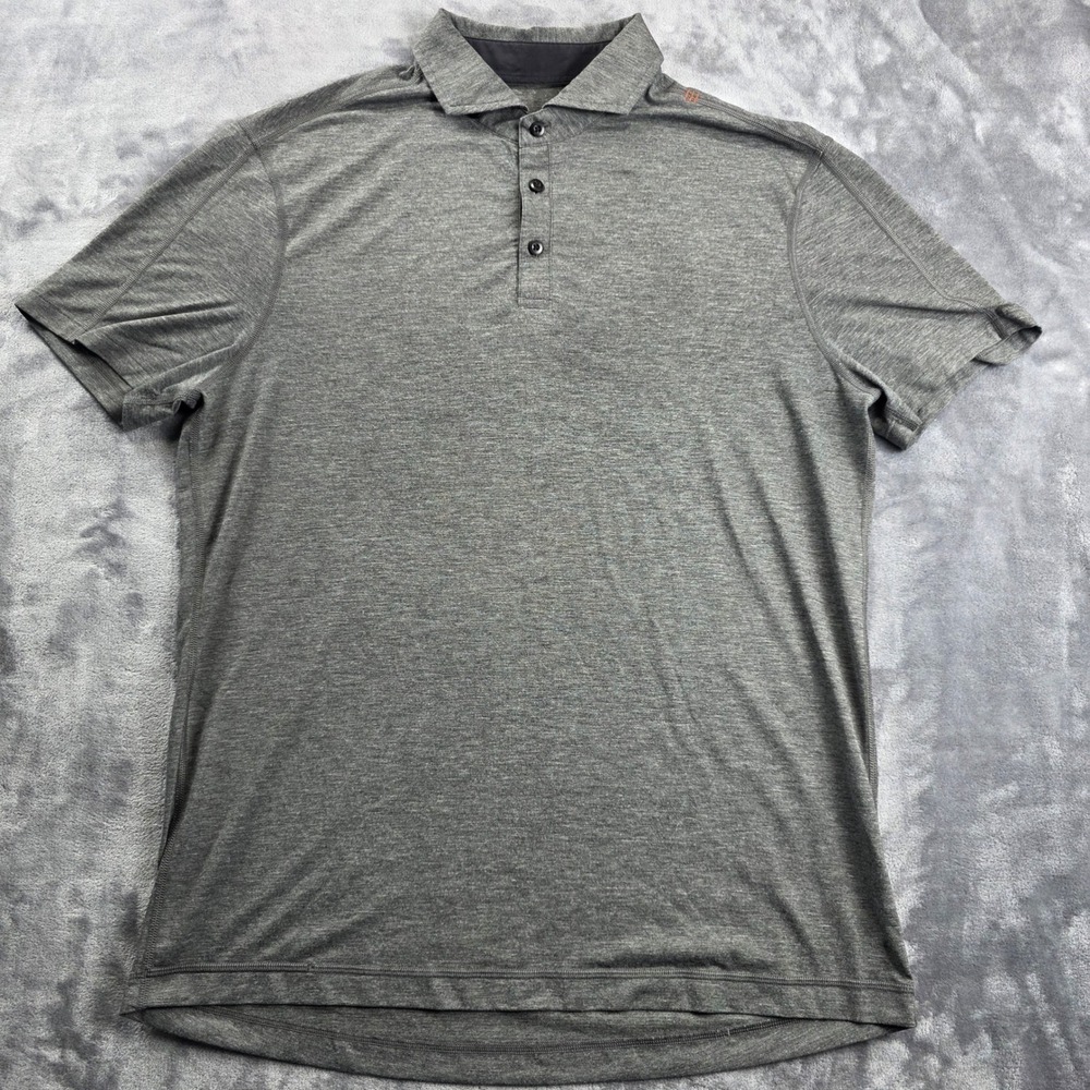 Lululemon Polo‎ Shirt Mens L Grey Short Sleeve Heathered Athletic Top